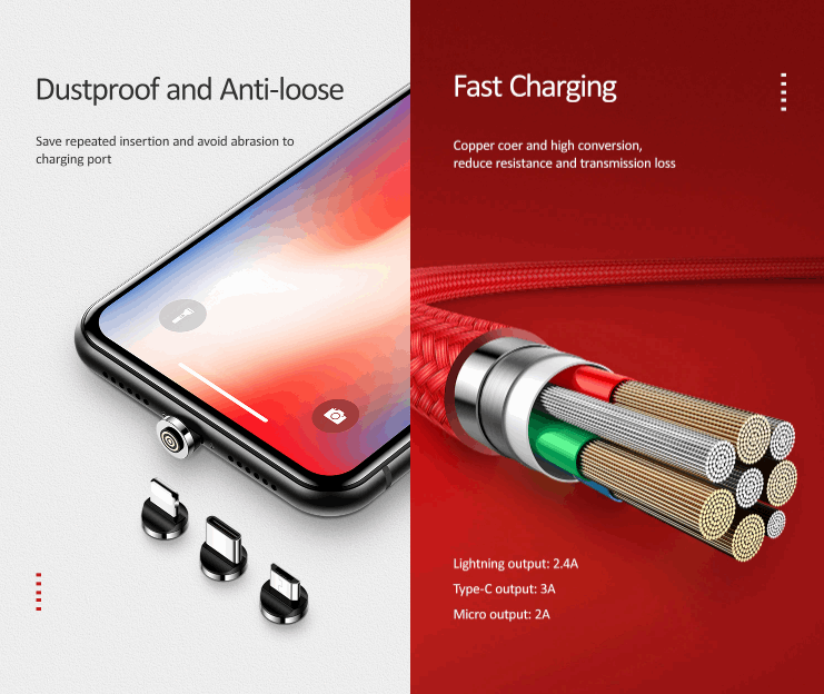 USAMS U32 Lightning Aluminum Alloy Magnetic Charging and Data Cable 1m