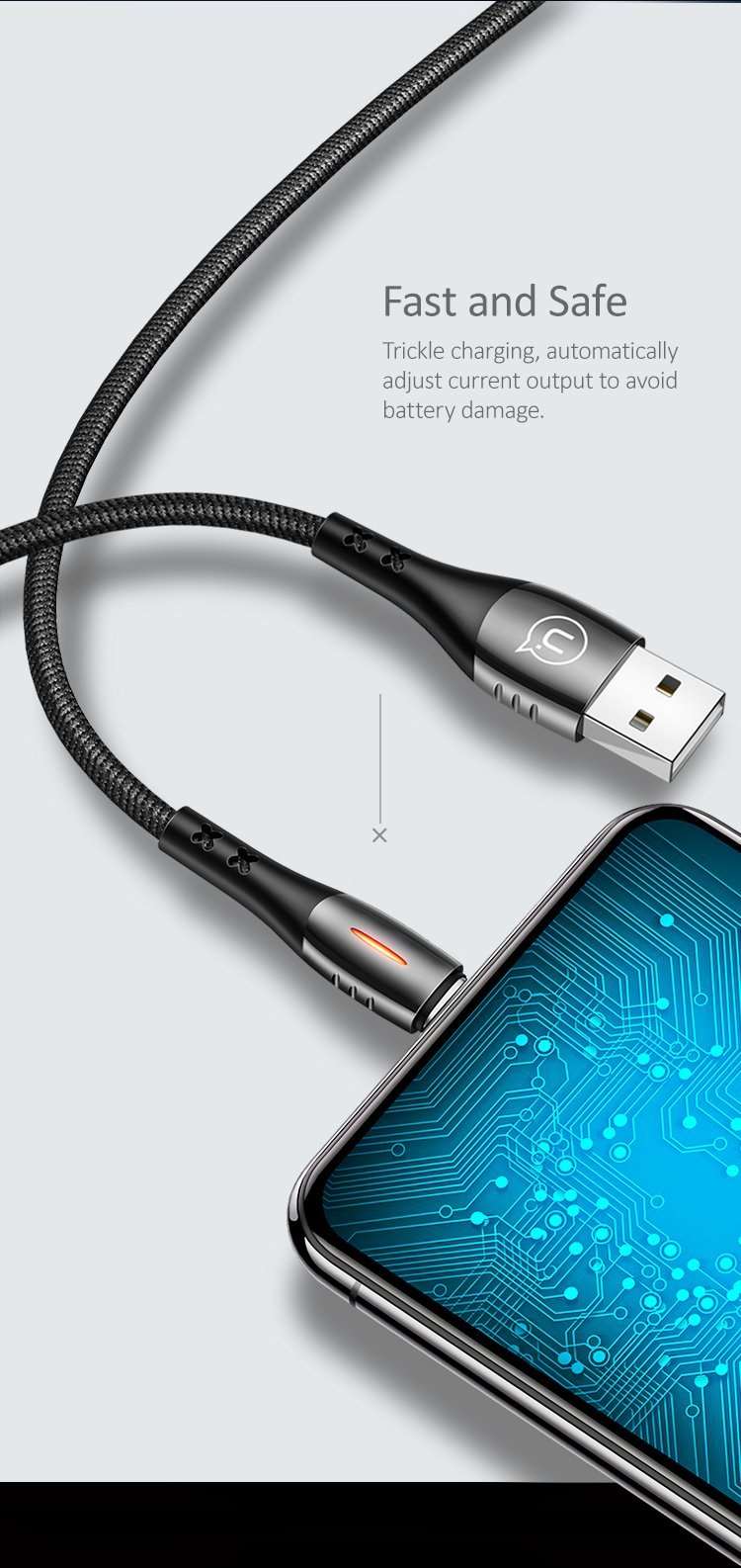 USAMS Android USB Type C Smart Power-off Cable U-Tone series