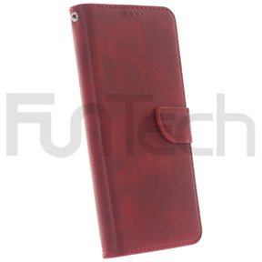 Leather Wallet Case, Color Red.
