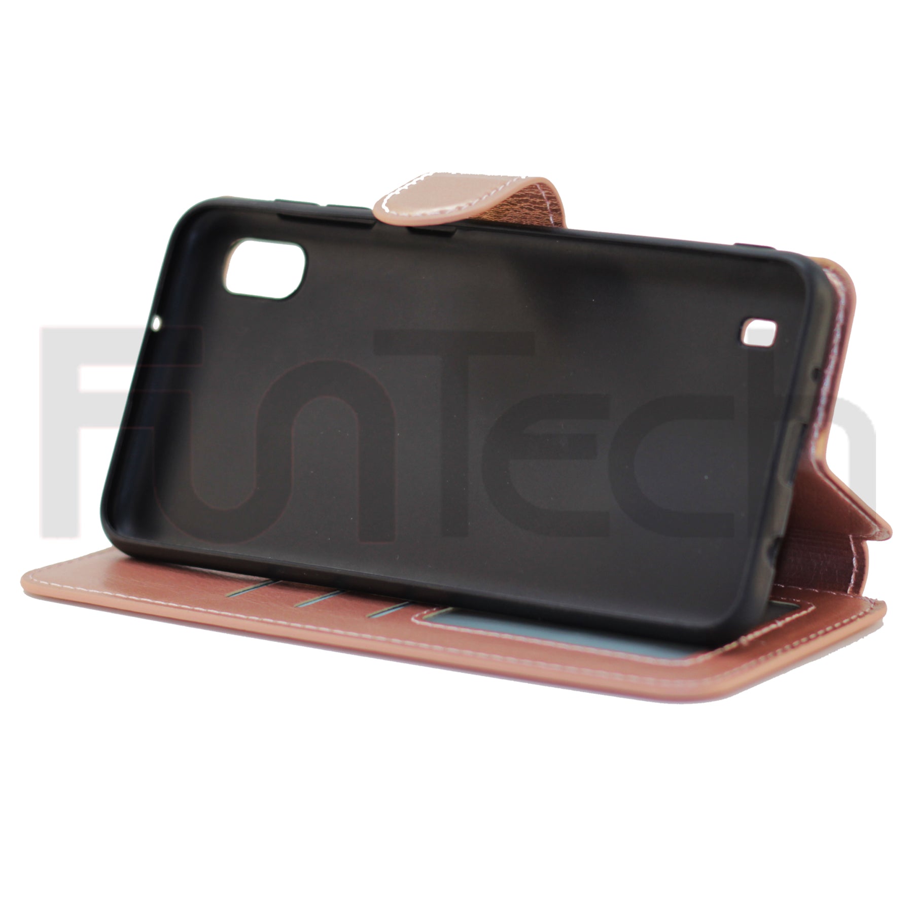 Samsung A10, Leather Wallet Case, rose Gold.