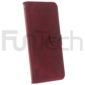 Sony L4 Lite, Leather Wallet Case, Color Red.