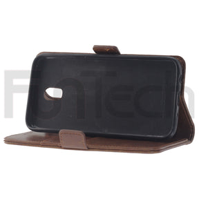 Samsung J5 2017, Leather Wallet Case, Color Brown.
