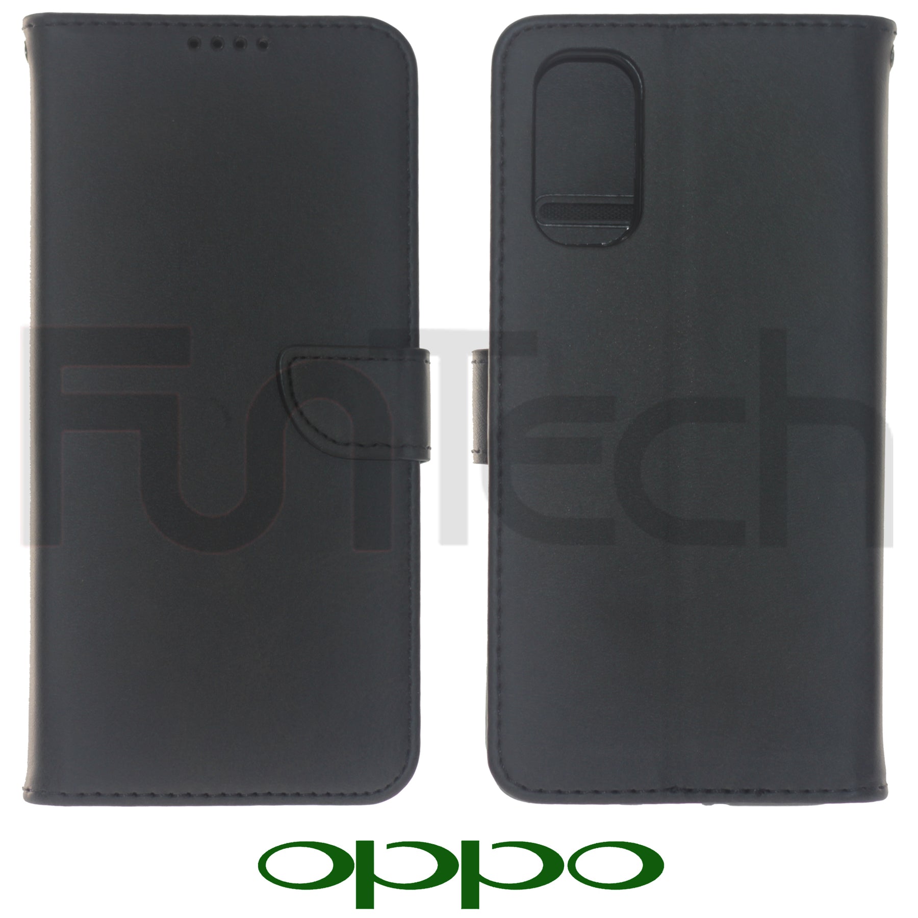 Oppo Reno 4 Pro 5G Lite, Leather Wallet Case, Color Black.