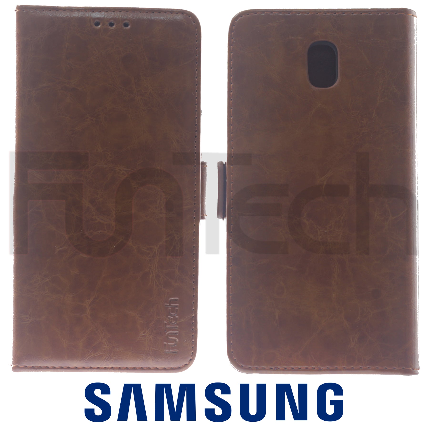 Samsung J5 2017, Leather Wallet Case, Color Brown.
