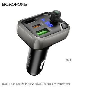 BOROFONE BC38 Flash Energy PD20W+QC3.0 BT FM Transmitter Car Charger
