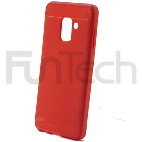 Samsung A8 2018, Matte Gel Case, Color Red / Pink.