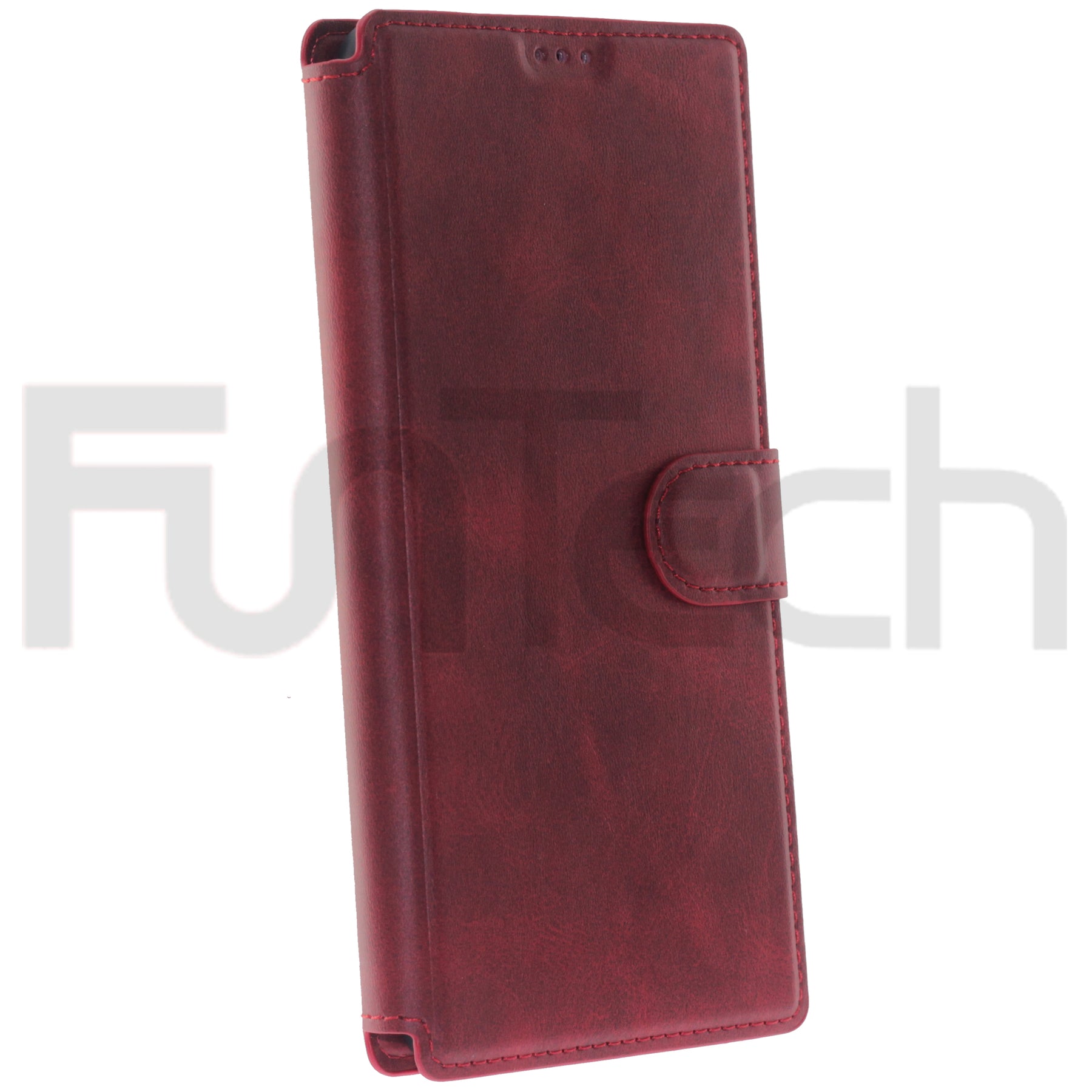 Samsung A02S, Leather Wallet Case, Color Red.