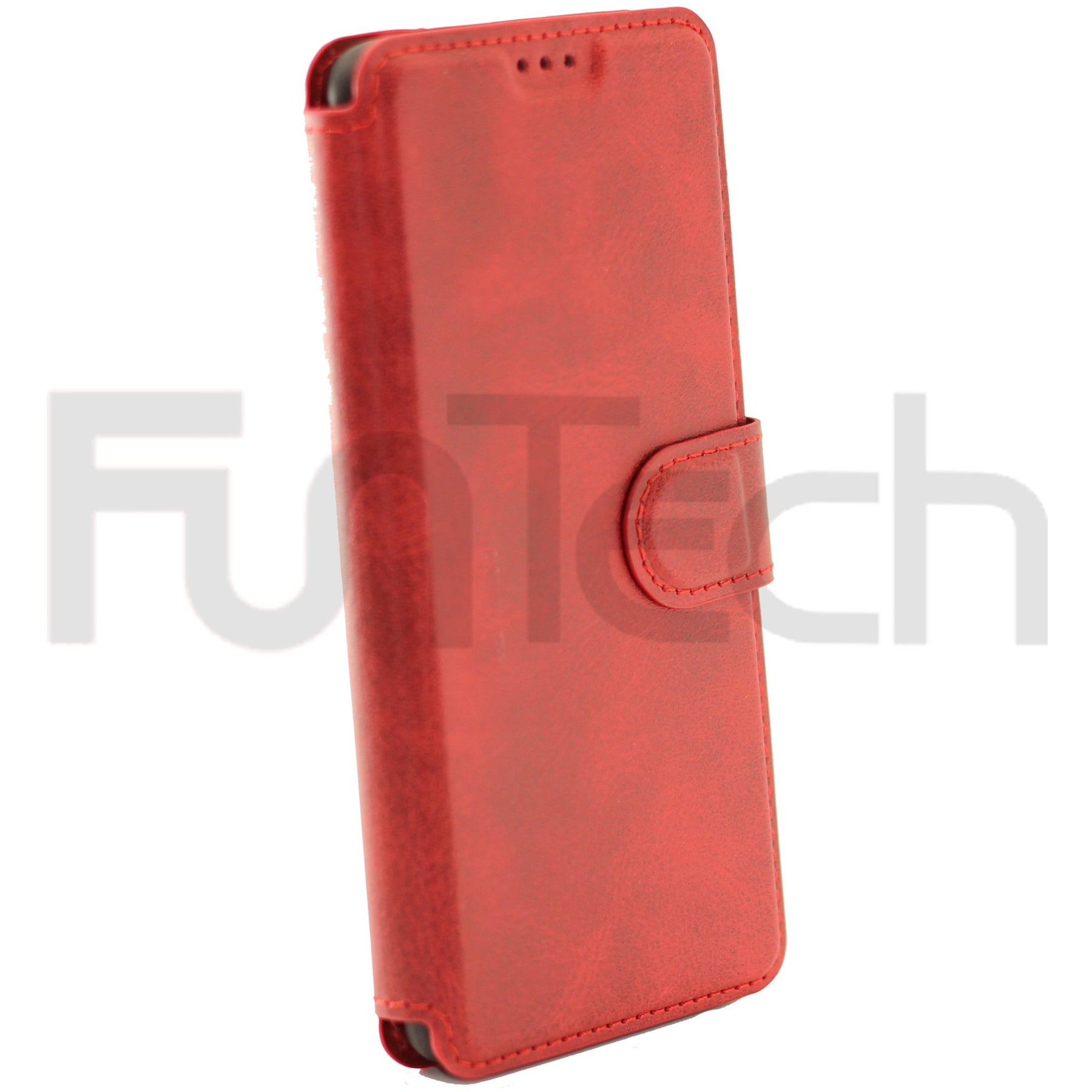 Samsung S10 Leather Wallet Case Red