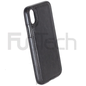 Apple iPhone X Leather Back Cover Case Black