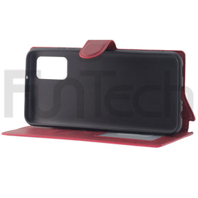 Samsung A02S, Leather Wallet Case, Color Red.