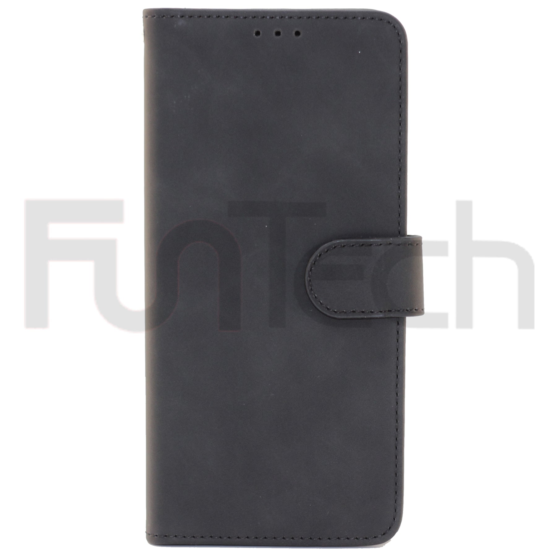 Nokia 2.4, Leather Wallet Case, Color Black,