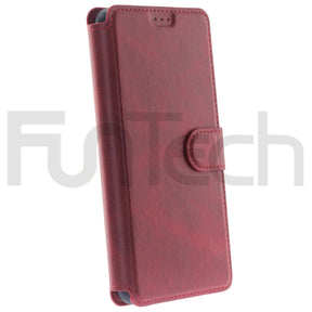Xiaomi Redmi Note 9 Pro, Leather Wallet Case, Color Red.