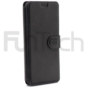 Samsung A50, Leather Wallet Case, Color Black,
