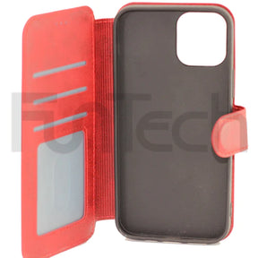 Apple iPhone 13 Case, Leather Wallet Case, Color Red.