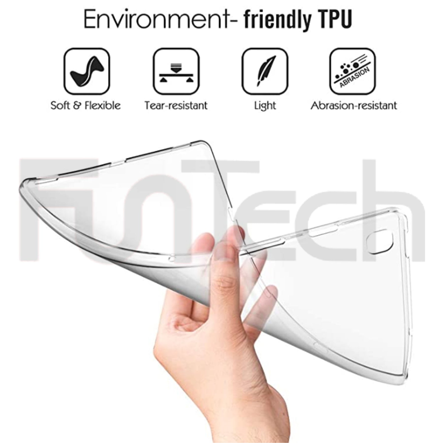 Samsung Tab A 10.1 inch T510/T515 Case, Shockproof Super-Slim Anti-Slip Grip Soft Bumper Crystal Clear Transparent Gel Case TPU