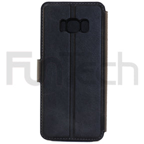 Samsung S8, Leather Wallet Case, Color Black,