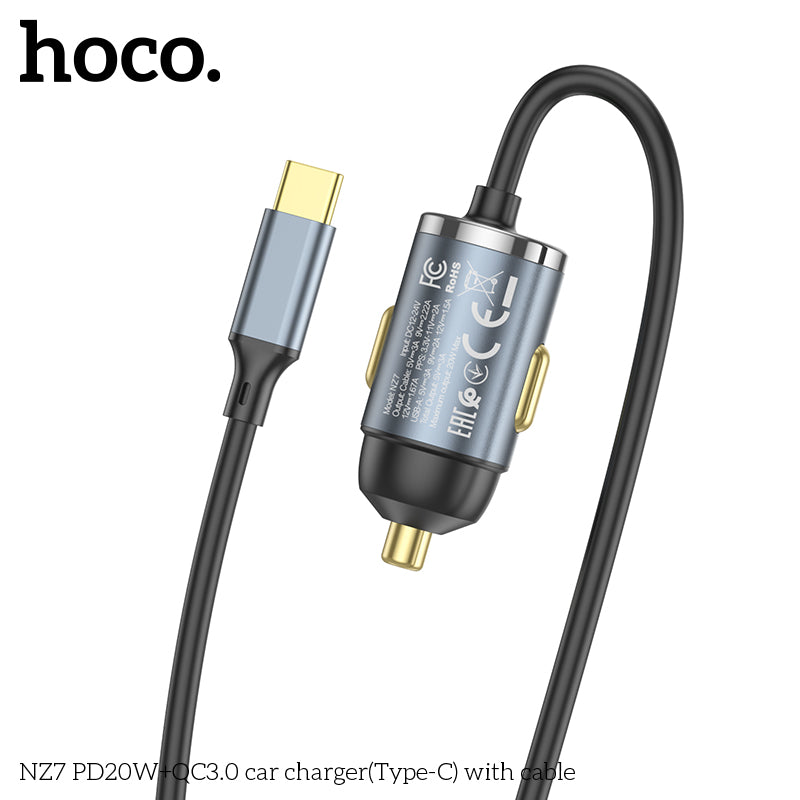 HOCO NZ7 PD20W+QC3.0 car charger(Type-C) with cable