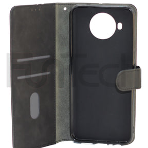 Nokia 8.3, Leather Wallet Case, Color Black,