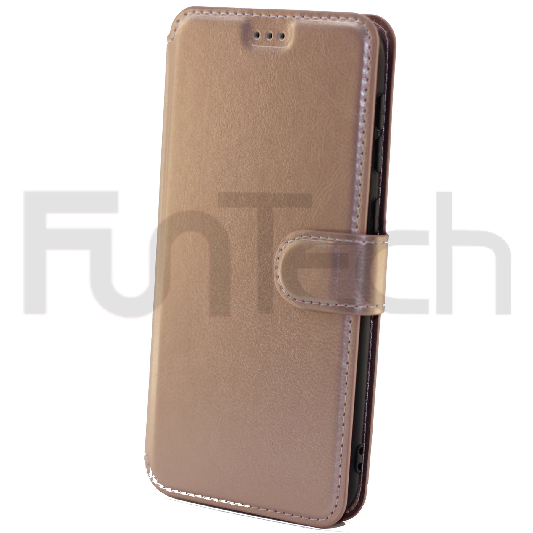 Samsung A10, Leather Wallet Case, rose Gold.