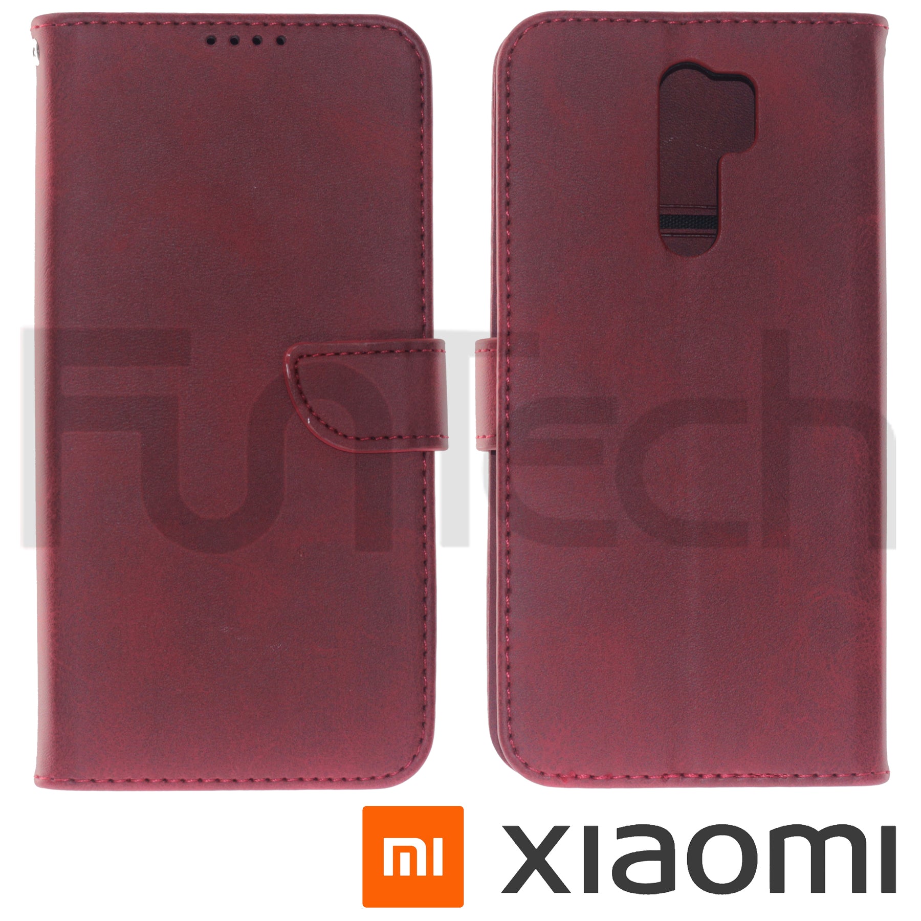 Xiaomi, Redmi 9 Lite, Leather Wallet Case, Color Red.