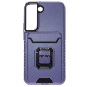 Samsung S22, (BORO) Magnetic Ring Armor Case With Card Holder Function, Color Purple