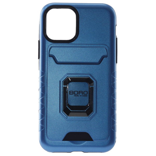 Apple iPhone 11 Pro, (BORO) Magnetic Ring Armor Case with Card Holder, Color Blue
