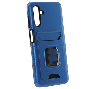 BORO Case For Samsung A13 5G, Magnetic Ring Armor Case With Card Holder Function, Color Blue
