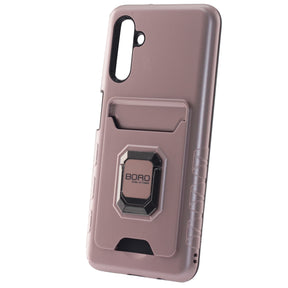 BORO Case For Samsung A13 5G, Magnetic Ring Armor Case With Card Holder Function, Color Rose Gold