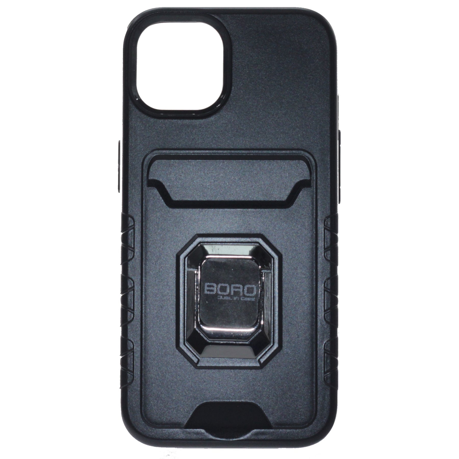 Apple iPhone 13 Pro Max, (BORO) Magnetic Ring Armor Case with Card Holder, Color Black