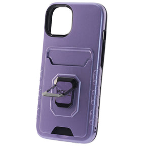 Apple iPhone 11, (BORO) Magnetic Ring Armor Case with Card Holder, Color Purple