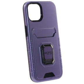 Apple iPhone 11, (BORO) Magnetic Ring Armor Case with Card Holder, Color Purple