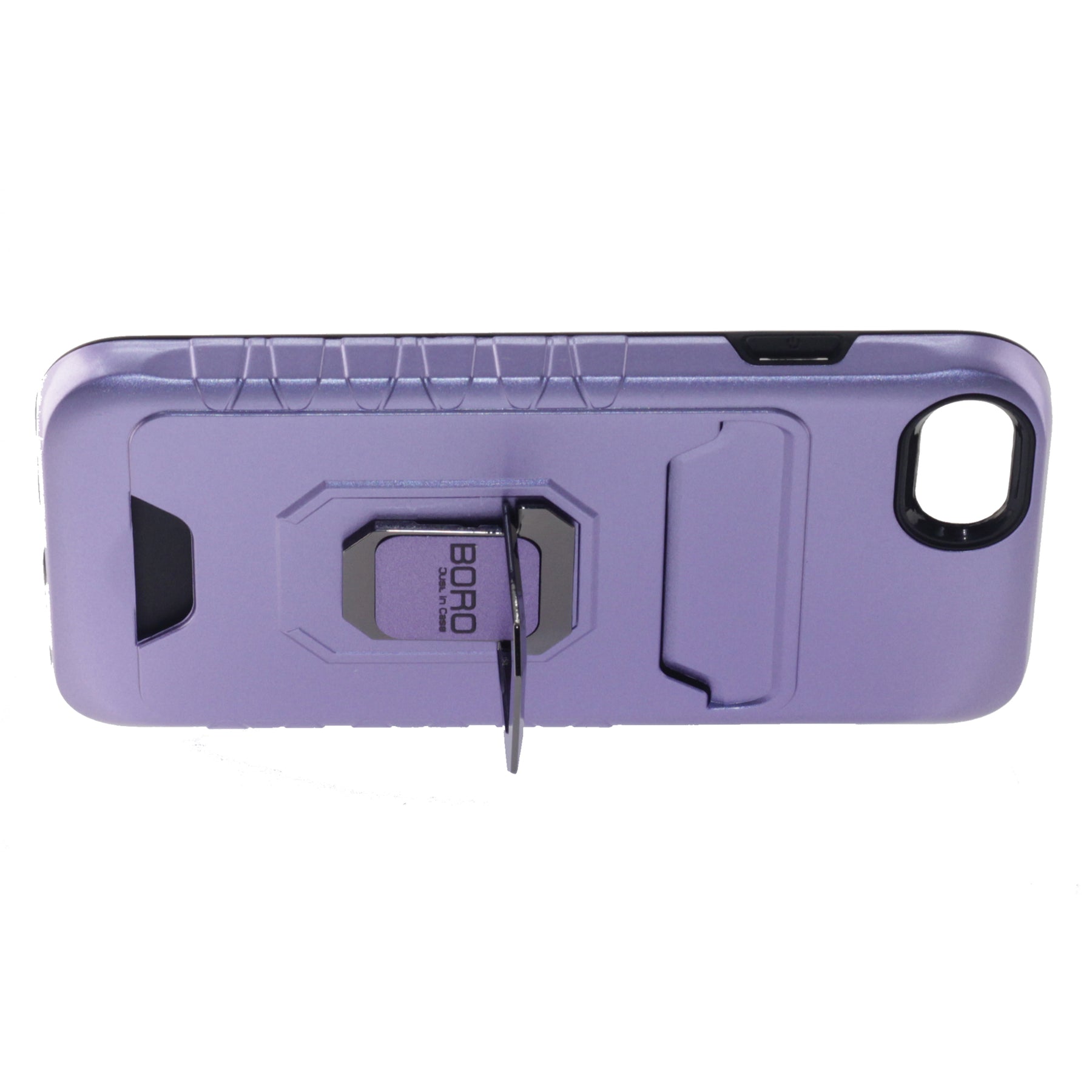 Apple iPhone 6/7/8/Se 2020, (BORO) Magnetic Ring Armor Case with Card Holder, Color Purple