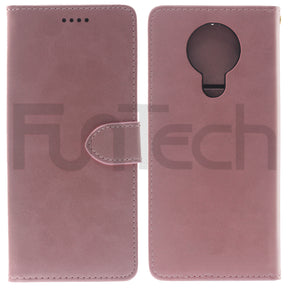 Nokia 5.3, Leather Wallet Case, Color Pink.