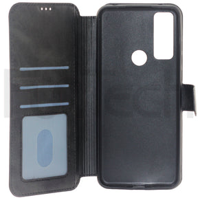 TCL, R20, Leather Wallet Case, Color Black.