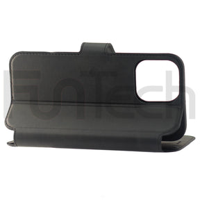iPhone 13 Mini, Leather Wallet Case, Color Black.