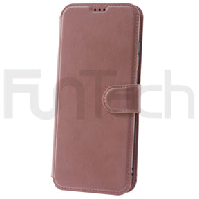 TCL, R20, Leather Wallet Case, Color Pink.