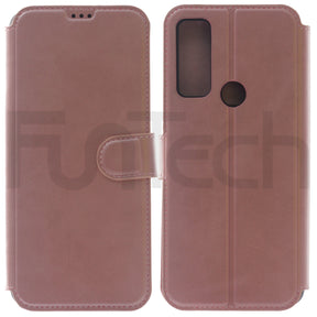 TCL, 20SE, Leather Wallet Case, Color Pink (Rosen Gold)