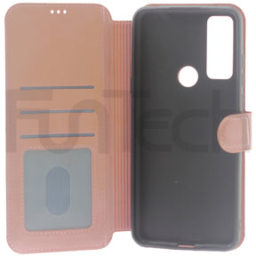 TCL, 20SE, Leather Wallet Case, Color Pink (Rosen Gold)