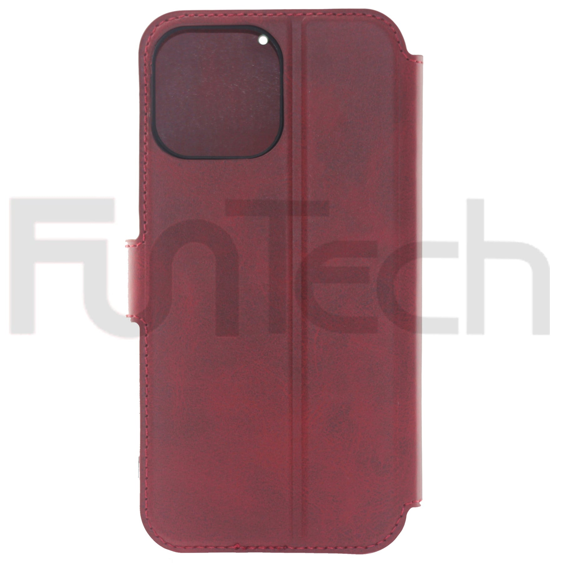 iPhone 13 Pro, Leather Wallet Case, Color Red.