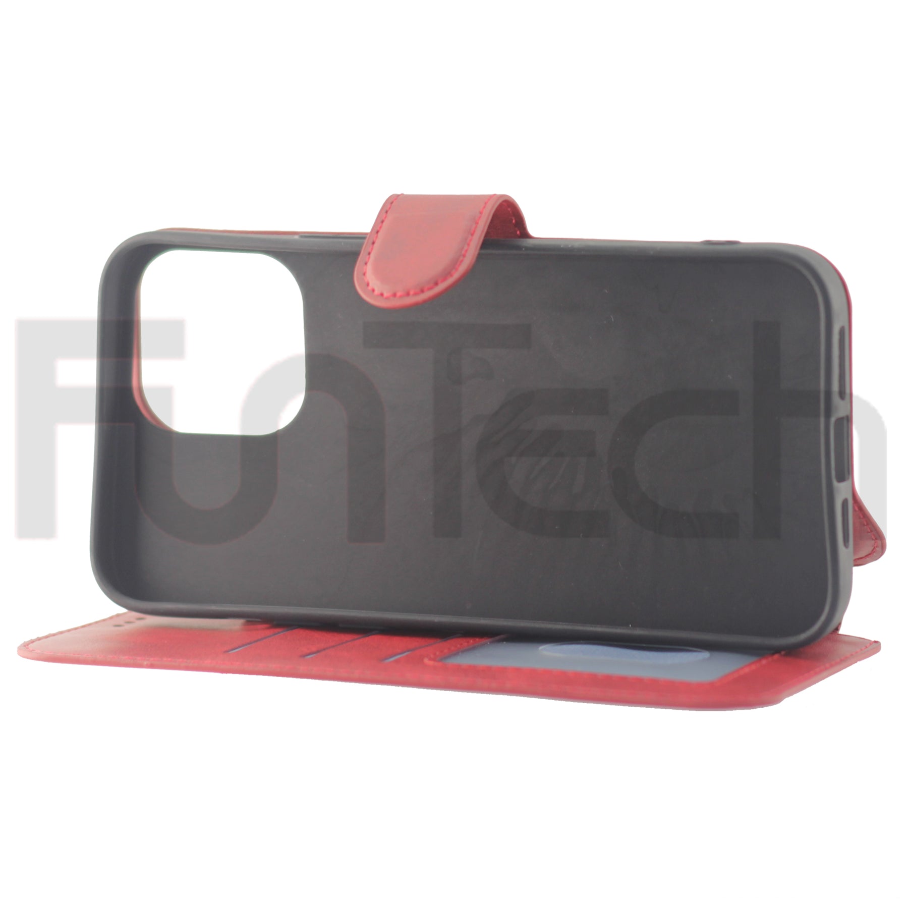 iPhone 13 Pro Max, Leather Case, Color Red.