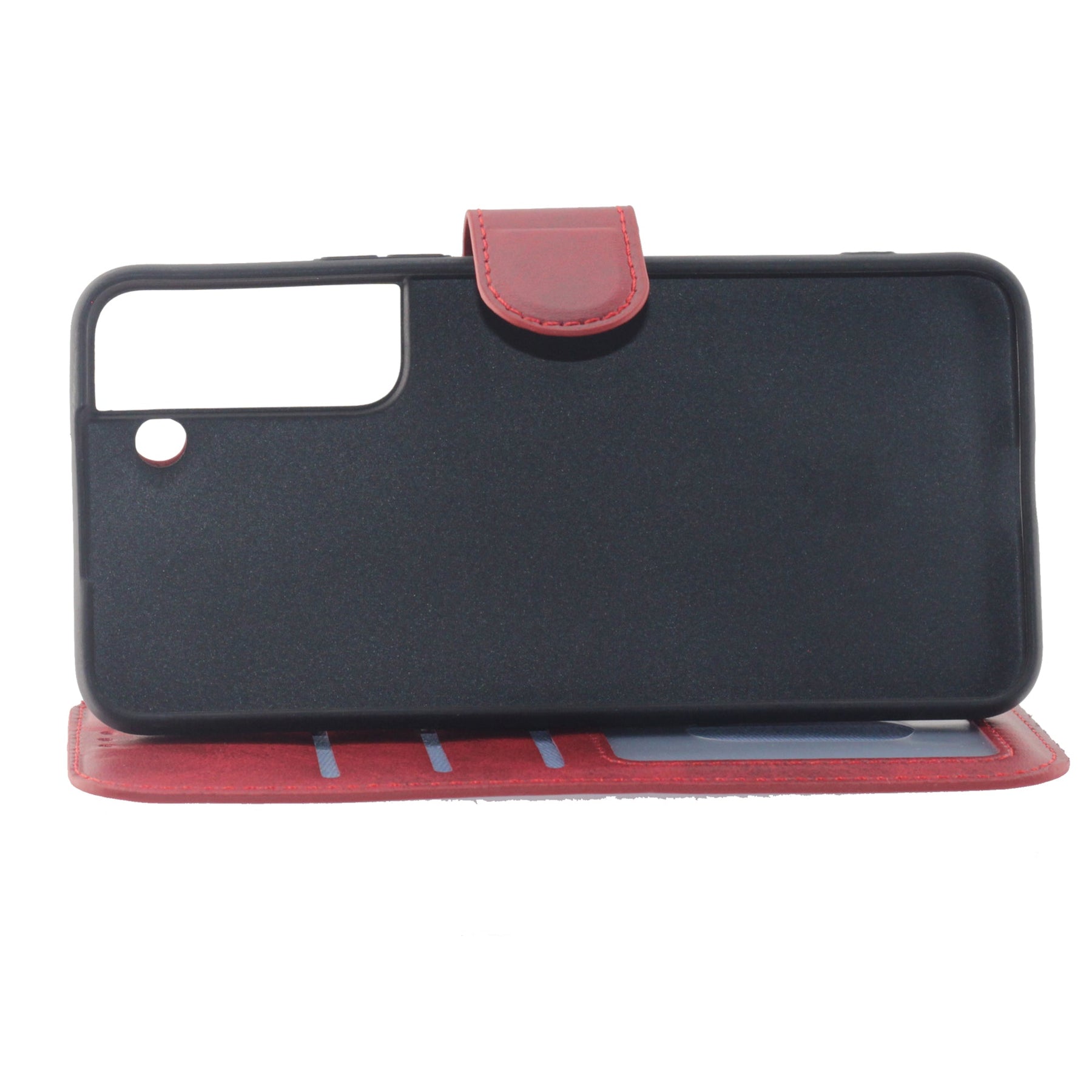 Samsung S22, Leather Wallet Case, Color Red.