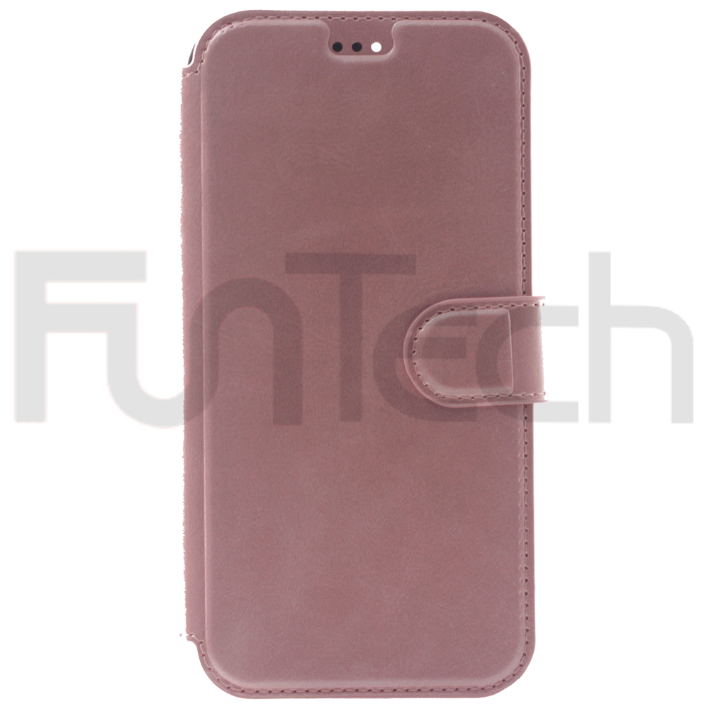Apple iPhone 12 Pro Case, Leather Wallet Case, Color Pink.