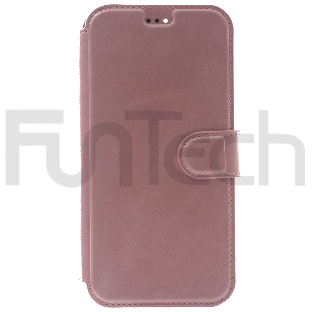 iPhone 13 Pro Max, Leather Wallet Case, Color Pink.