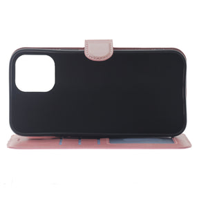 Apple iPhone 12 Mini Case, Leather Wallet Case, Color Pink.
