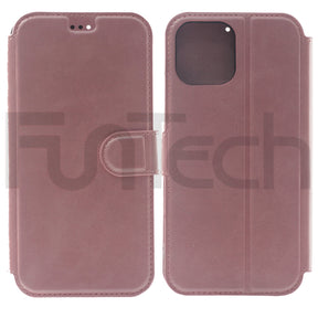 iPhone 13 Mini, Leather Wallet Case, Color Pink.
