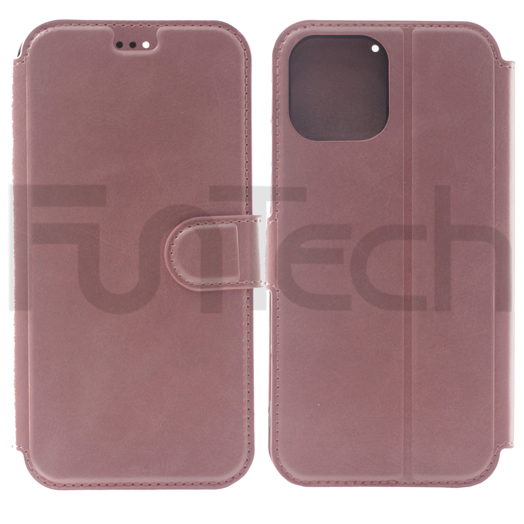 iPhone 13 Pro, Leather Wallet Case, Color Pink.