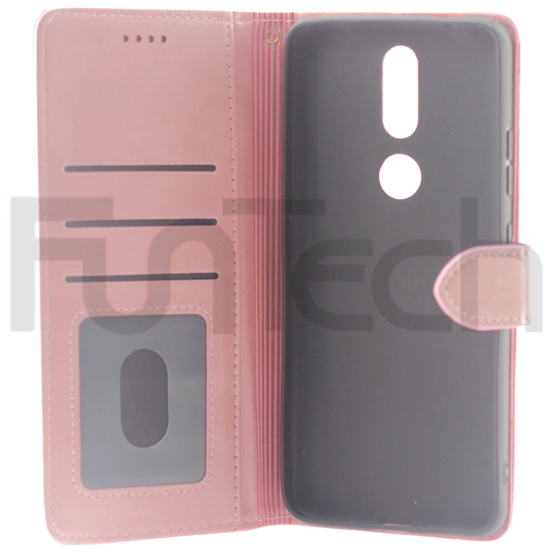 Nokia 2.4, Leather Wallet Case, Color Pink,