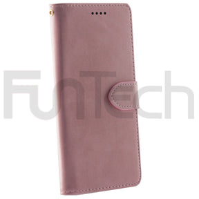 Nokia 2.4, Leather Wallet Case, Color Pink,