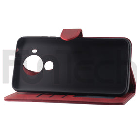 Nokia 5.4, Leather Wallet Case, Color Red,