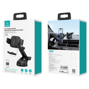 Car Dashboard Windshield Telescopic Arm Transparent Design Phone Holder 